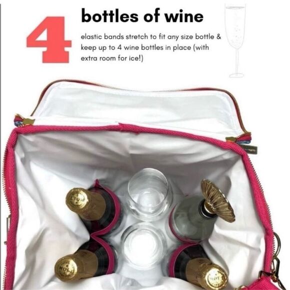 NWT Lilly Pulitzer Blue Insulated Wine Carrier Cooler Canvas Beach you To It
